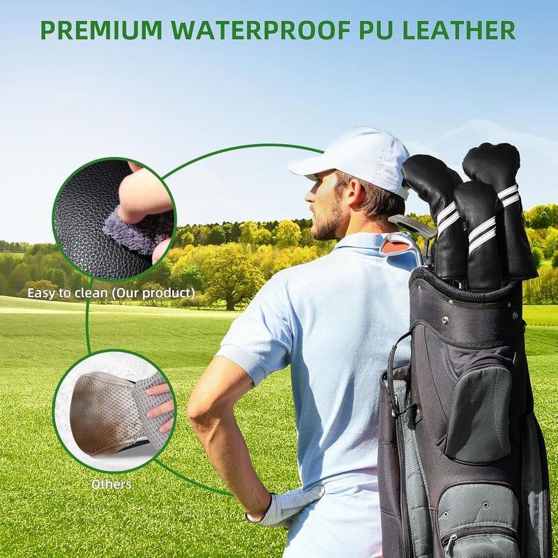 Frimon Golf Club Head Covers - 4pcs or 1pc Golf Accessories Club Covers Set for Woods and Driver Fairway Hybrids with Interchangeable Tags - Image 4
